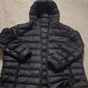 Women's Black Hooded Puffer Coat